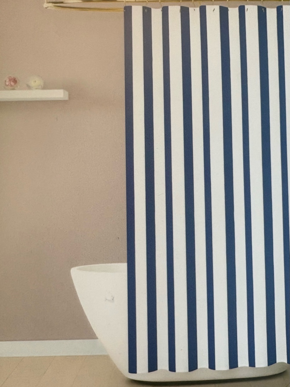 kate spade Navy and White Vertical Stripe shower curtain, NWT